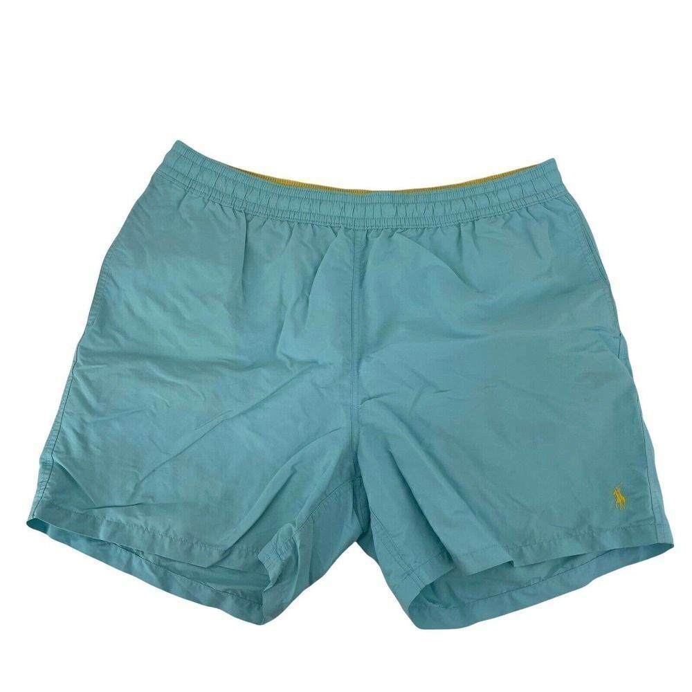 Polo Ralph Lauren Swim Trunks Lined Teal Blue Mens Size XXL Swimwear Preppy Logo